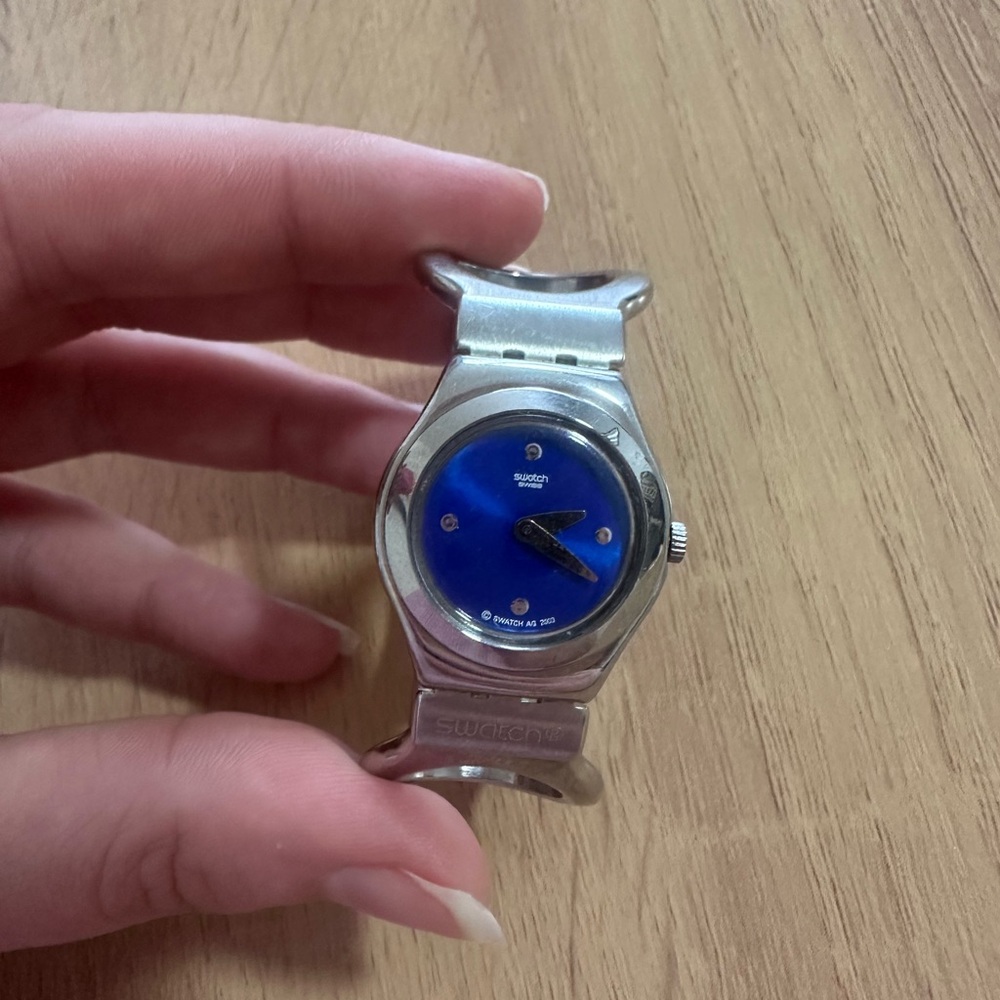 Swatch Silver Watch with Blue face 2003